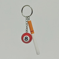 Mini porte-clés créatif en forme de tasse de bière, cigarette, billard noir 8, tennis de table, cravate – Cadeau artisanal pour homme, souvenir de fête