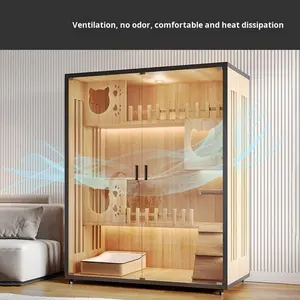 Villa pour <span class=keywords><strong>chat</strong></span> <span class=keywords><strong>en</strong></span> bois avec nid - Utilisation intérieure, respirante et imperméable, design chaud - Product Image 2