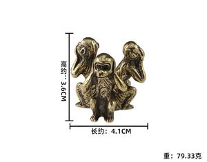 Pirinç heykeli üç maymun ev dekorasyonu zodyak maymun el sanatları süsler - Product Image 2