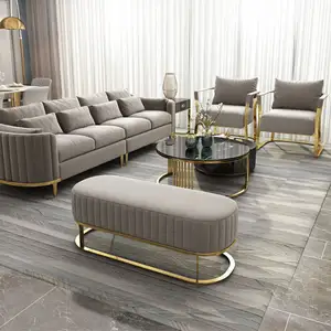 Sofa lounge 2-3 kursi Sofa ruang tamu klasik, sofa Stainless Steel emas, kursi Sofa untuk rumah