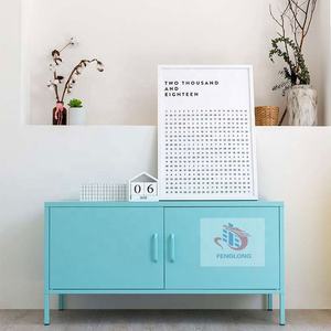 Meuble <span class=keywords><strong>TV</strong></span> scandinave blanc brillant en acier avec portes, multifonctionnel pour salon, divertissement à domicile, hôtel, atelier - Product Image 2