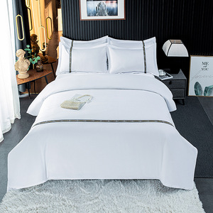 Sang trọng Dubai tùy chỉnh sắc tố kích thước đầy đủ khách sạn Trắng Bộ Bông Đơn ấm tấm ga trải giường thiết lập - Product Image 6