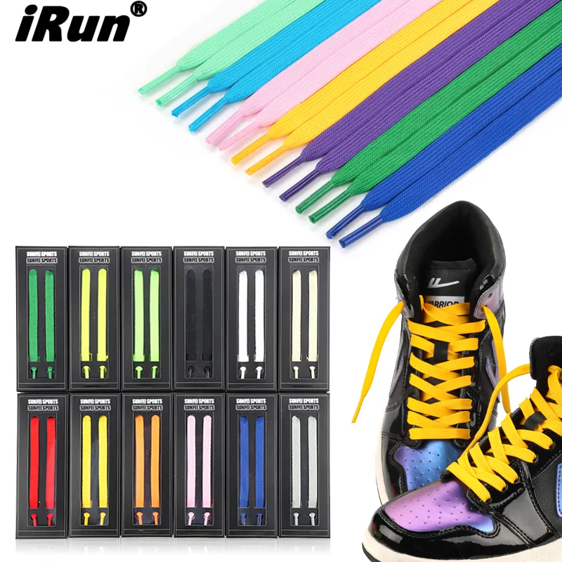 IRun 8mm Multicolor Fine Weave Flat Shoe Lace Polyester Boots Casual Shoes Flat Shoelaces Running Athletic Sneaker Laces