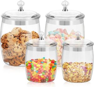 High Transparent Airtight PET Food Storage Jar Wide Mouth <b>Lid</b> <b>Plastic</b> <b>Container</b> for Grain Cereal Preservation Kitchen Storage - Product Image 1