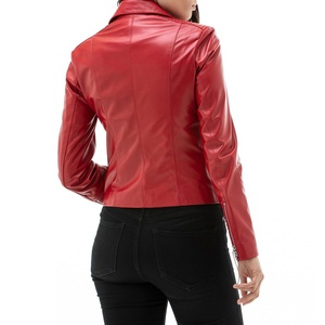 Custom Made Premium Quality Outer Sheepskin Leather <b>Biker</b> Style <b>Jacket</b> for Women Solid Tanned for Autumn Motorbike Riding - Product Image 4