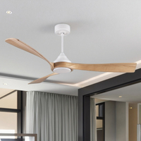 Ventilateur de plafond à lumière LED économe en énergie avec télécommande Fonction de décoration en bois pour application domestique Ventilateur à moteur CC avec lumières