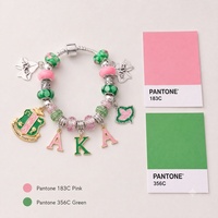 Bracelet en alliage métallique émaillé, couleur tendance, décoration de haute qualité, fabrication directe d'usine, OEM personnalisé, cadeau pour équipes, bracelet avec lettres grecques
