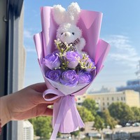 Bouquet de roses en forme de lapin en gros, fleurs de savon gaufrées, cadeau pour la Saint-Valentin, le Qixi Festival, les meilleurs amis, les anniversaires de filles