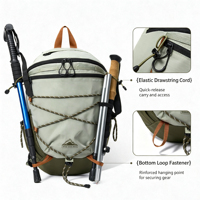 Sac à dos de randonnée multifonctionnel pour l'extérieur avec système de fixation par cordon élastique pour le trekking et le camping