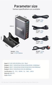 อะแดปเตอร์ Gan Technology 440W 3A5C PD 100W 65W 45W 20W QC3.0 18W ชาร์จเร็ว USB C สำหรับแล็ปท็อป แมคบุ๊ค และโทรศัพท์มือถือ - Product Image 3