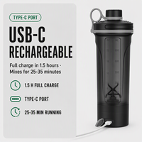 Bouteille Secoueur Automatique pour le Sport et la Fitness, Rechargeable par USB, 600 ml, Gobelet Électrique pour Mélanger les Protéines
