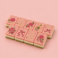 Jeu de Mahjong américain à quatre couches, tuiles en acrylique épaissies style éclats d'étoiles atomiques des années 1950, pièces de jeu de table