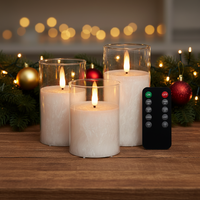 Ensemble de bougies LED rechargeables par USB avec plaque de charge, télécommande, lumière de bougie décorative, veilleuses dans une ambiance de Noël