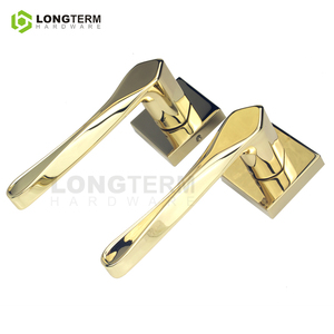 Manija de bloqueo de mortaja de roseta cuadrada de hardware a largo plazo, palanca de puerta de cobre negro dorado de lujo, juego de manija de puerta Interior de aleación de Zinc - Product Image 5