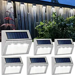 Outdoor Photecell Stainless Steel 3 Led Solar Decorative Wall Light For Fence Pathway Patio