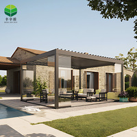 Pérgola ajustable para exteriores con techo de persiana operable motorizada moderna de suministro de fábrica