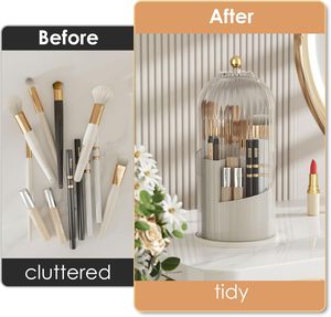 Modern Eco-Friendly Rotating Makeup Brush Organizer Bird Cage for Jewels Glasses Dust-Proof Lipstick <b>Storage</b> Injection - Product Image 2