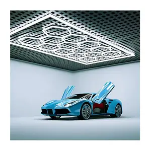 六角形のハニカム自動車用LEDワーキングライト220vリンク可能な車のショールームビューティーステーションケアワークショップランプディテールライト