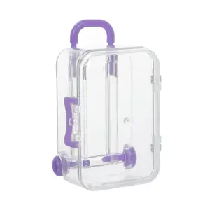 7.5cm transparent cute Luggage trolley shaped food grade box Jewelry candy nail storage box container