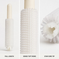 Brosse de nettoyage industrielle pour tuyaux, manche en nylon blanc, poils PA PP PPT, 10-80 mm, taille personnalisée non standard, brosse pour bouteilles