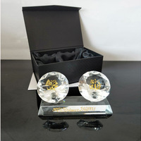 Cristal de diamant transparent fantaisie gravé en or Allah Muhammad Islamique pour cadeau souvenir