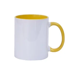 Ébauches de sublimation personnalisées les plus populaires de 11oz tasses intérieures colorées tasses à café en céramique avec poignée colorée