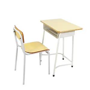 Factory price school furniture classroom desk and chair set student study table chair set single desk with chair