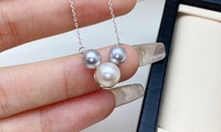 FEIRUN Collier superposé en forme de bouton de 7 et 8mm au design mignon Collier de perles d'eau douce naturelles simples