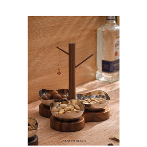 Carrito de Aperitivos Clover de Acero Inoxidable con Tres Tazones Ondulados y Poste de Transporte Ramificado, Carrito de Bar para Whisky, Aperitivos y Frutos Secos - Product Image 1