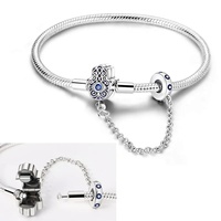 Pulsera de Plata de Ley 925 de 17-20 CM, Diseño Original de Hoja, Trébol, Mariposa y Corazón, Estilo Clásico y Elegante a la Moda para Mujer, para Bricolaje