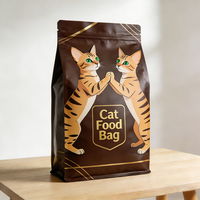 Sacs d'emballage personnalisés pour aliments pour animaux de compagnie (chats, chiens) avec fermeture éclair, fond plat, 1KG, 2KG, 2.5KG, 5KG