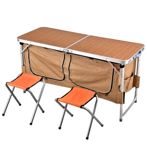 HISPEED <span class=keywords><strong>Table</strong></span> de camping <span class=keywords><strong>pliable</strong></span> et tabouret Portable pliant 1.2m valise pique-nique pliant Camp <span class=keywords><strong>Table</strong></span> en aluminium avec sac de rangement - Product Image 1