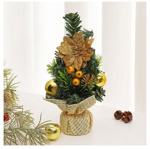 Decoraciones Navideñas para Mesa, Centro de Mesa de 7.8 Pulgadas, Maceta Pequeña con Piñas, Flor de Pascua con Brillantina, Plantas Artificiales Navideñas - Product Image 3