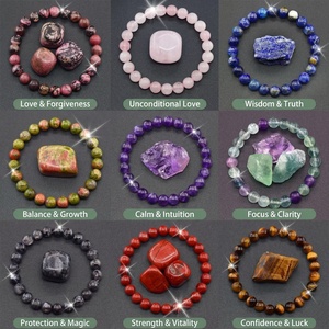 Bracelet extensible en perles rondes <span class=keywords><strong>de</strong></span> pierres précieuses naturelles, 9 variétés : Améthyste, Quartz <span class=keywords><strong>rose</strong></span>, Lapis-lazuli, Œil <span class=keywords><strong>de</strong></span> <span class=keywords><strong>tigre</strong></span>, Rhodonite, Cristal <span class=keywords><strong>de</strong></span> guérison - Product Image 1