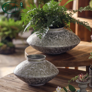 Pot de fleurs vintage vieilli à motif irrégulier, jardinières d'intérieur style européen, artisanat - Product Image 2