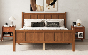 Cama Ajustable Queen Size con Cabecera y Piecera, Tapicería de Terciopelo Moderna, Acabado con Aspecto de Madera, Ideal para Apartamentos - Product Image 5