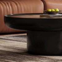 Ensemble de table basse ronde en bois de style italien avec finition brillante pour salon