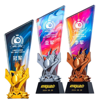 ELOR Trophées de médailles d'événements sportifs imprimés UV en verre de cristal plaqué or pour cadeaux de bienvenue ou plaques