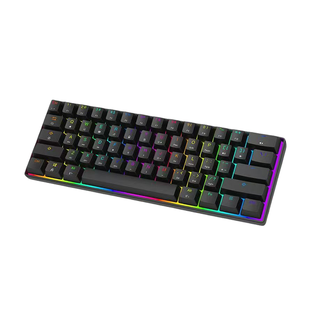 New Custom Classic Black White 61 Keys 60% Portable Mechanical Keyboard Hotswappable Triple Mode RGB Backlit USB-C for Computer