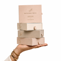 Boîte cadeau à tiroir coulissant en carton rigide avec poignée en ruban pour les faveurs de mariage, fabricant en gros
