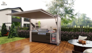 <span class=keywords><strong>Cucina</strong></span> Esterna Modulare in Acciaio Inox, Armadietti da <span class=keywords><strong>Cucina</strong></span> Resistenti alle Intemperie con Tetto a Controllo Remoto - Product Image 2