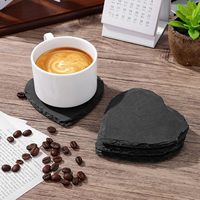 Sous-verres personnalisables en ardoise naturelle en forme de cœur, style classique, écologiques, vierges, pour boissons et table