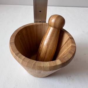 <span class=keywords><strong>Mortero</strong></span> y Pilón de Bambú <span class=keywords><strong>para</strong></span> Picar Ajo y Especias, Manual - Product Image 1