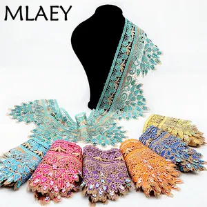 Mlaey Gouden Hot Boren Kant Trim Embroid Zwitserse Kant Stof Diy Craft & Naaien Jurk Kleding Accessoires Hoge Kwaliteit