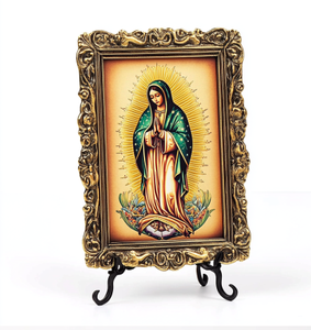 古典的な宗教工芸品の鏡、聖母マリアのカトリックの聖像、長方形の装飾品 - Product Image 3