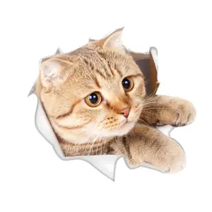 สติ๊กเกอร์ติดผนังรูปแมวน่ารัก3D กันน้ำลอกออกได้สติกเกอร์ติดผนังรถยนต์ลายแมวรูปลอกตกแต่งบ้านพิมพ์ลายที่กำหนดเอง