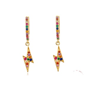 Pendientes de Plata de Ley S925 con Diamantes de Color y Diseño de Rayo, ROXI, Gran Venta - Product Image 1