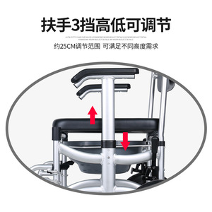 Aluminum Alloy Wheeled Commode <b>Chair</b> 818 Foldable Lightweight Portable Toilet For Elderly Disabled <b>Mobility</b> Assistance - Product Image 1