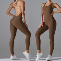 Combinaison de yoga sans couture, très extensible, dos nu, pour la danse et le yoga, combinaison de yoga athlétique une pièce