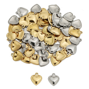 Pendentif en forme de cœur en acier inoxydable, plaqué or et argent, pour la fabrication de colliers, accessoires de bijoux DIY, 20mm - Product Image 1